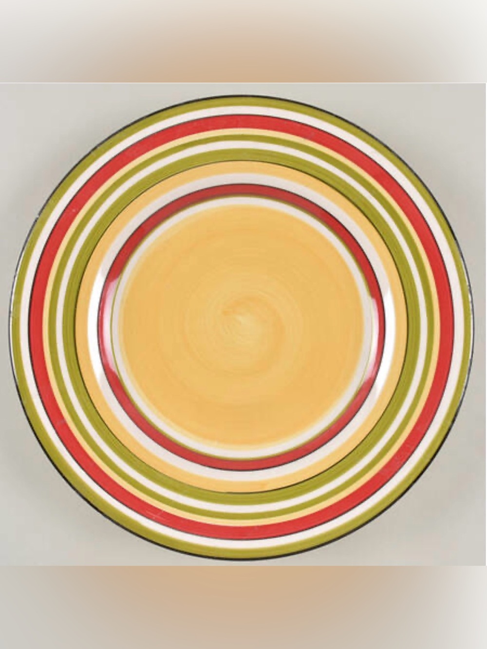 Rafael Rooster Handcrafted Ceramic Dinner Plate - Yellow, Red & Green X8